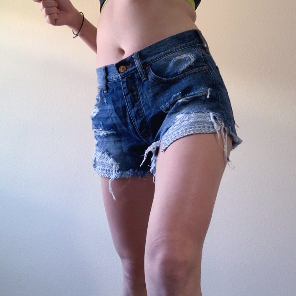 American Eagle Mid-Rise Distressed Denim Shorts